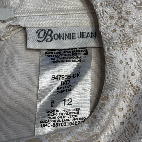 Girls Bonnie Jean hi low Easter Flower girl Pageant dress size 12 semi formal - Picture 3 of 11